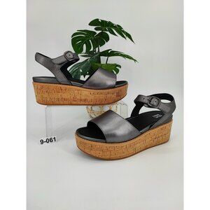 FitFlop Women's Eloise Cork Wrap Gray Leather Sandals Size 9 US